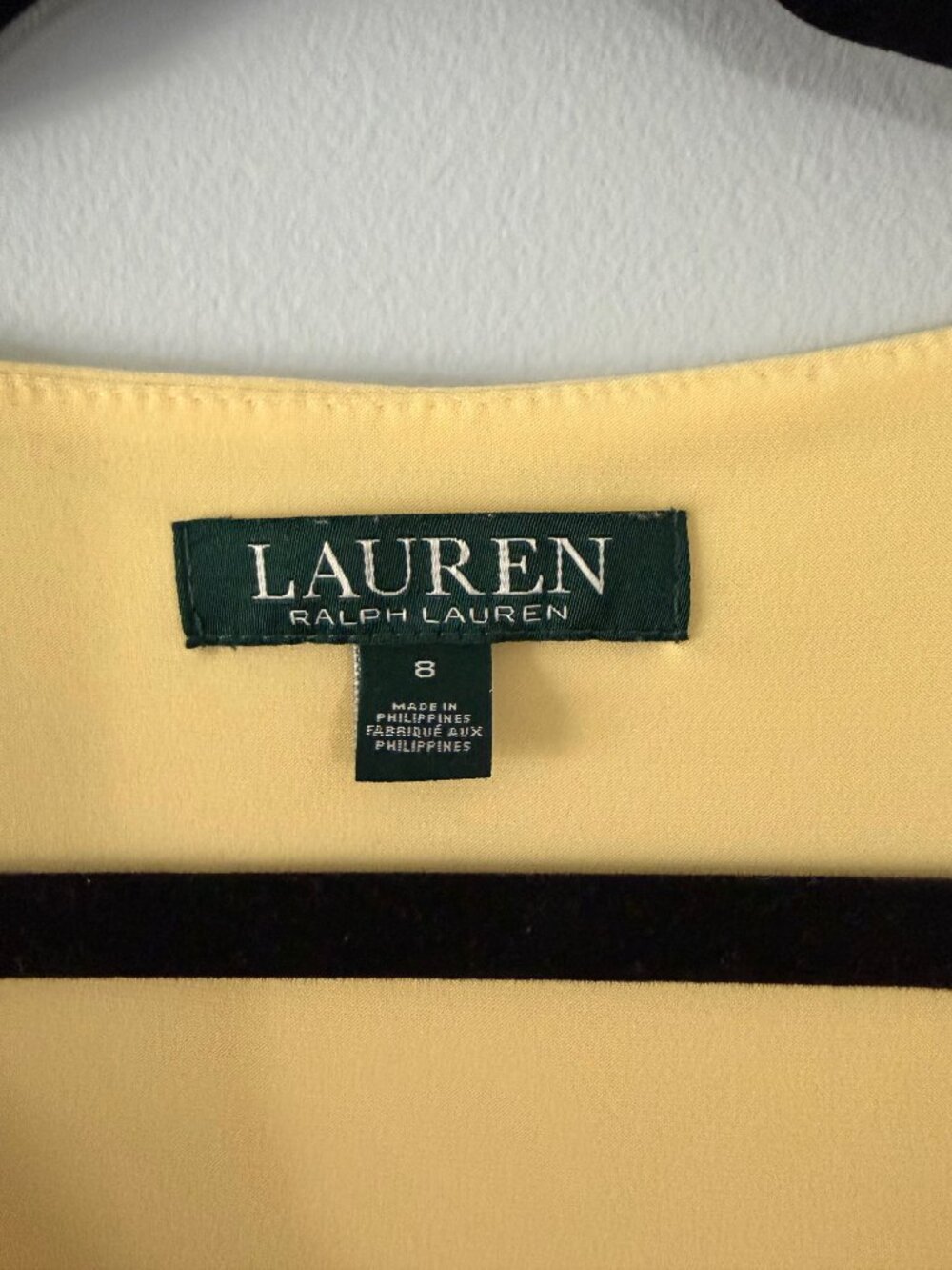 Lauren Ralph Lauren Yellow Ruched Front V Neck Dress Size 8 - Picture 2 of 4